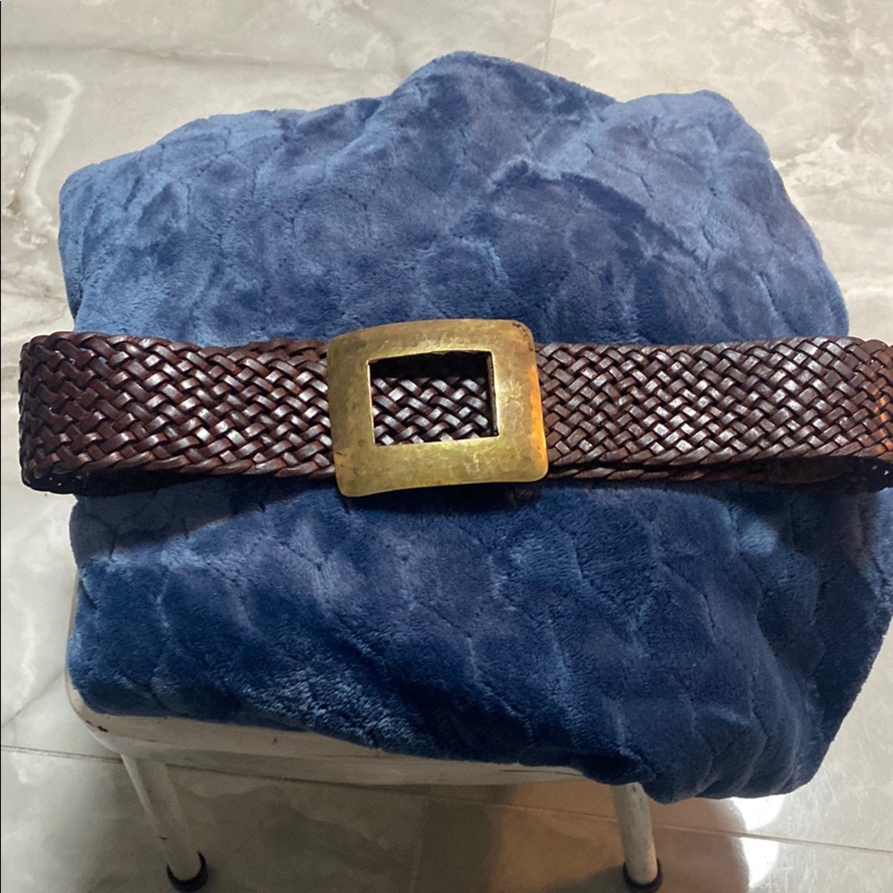 Braided Brown Belt with Gold Buckle
